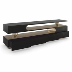 Casa Padrino gabinete de TV de lujo negro / bronce 224 cm - Muebles de salón y hotel