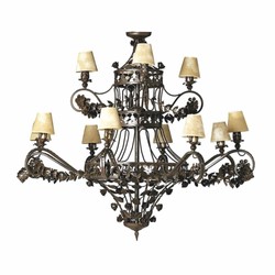 Casa Padrino lámpara de araña barroco de lujo de hierro forjado marrón / beige Ø 100 x Al. 100 cm