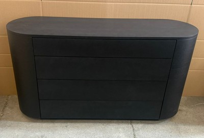 Casa Padrino Luxury Chest of Drawers with 4 Drawers Black 140 cm - Solid Wood and Metal