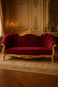 Casa Padrino Luxury Baroque Velvet Sofa with Rhinestones Bordeaux Red / Gold 230 cm