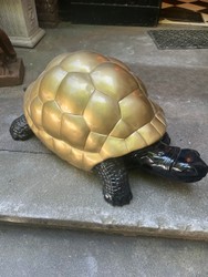 Casa Padrino Statue Tortue Décorative XXL - Sculpture Luxe Or et Noir - 110 x 48 x 45 cm