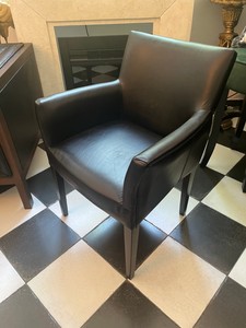 Casa Padrino Fauteuil Designer en Cuir Véritable et Bois Massif Noir, 85 x 64 x 61 cm