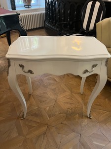 Casa Padrino Scrittoio Barocco Stile Francese Bianco Argento 77x42x76 cm con Cassetto