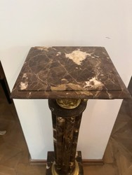 Casa Padrino Marble Column Antique Style Brown Gold 101 cm - Classic Pedestal made of Solid Marble with Brass Details