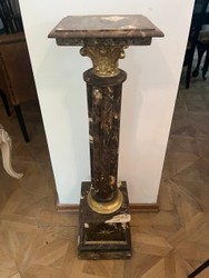 Casa Padrino Marble Column Antique Style Brown Gold 101 cm - Classic Pedestal made of Solid Marble with Brass Details