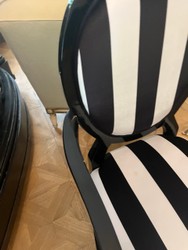 Casa Padrino Antique Style Armchair Black White Striped, H 100 x W 58 x D 57 cm