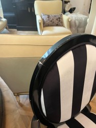 Casa Padrino Antique Style Armchair Black White Striped, H 100 x W 58 x D 57 cm