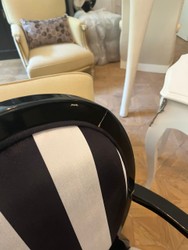Casa Padrino Antique Style Armchair Black White Striped, H 100 x W 58 x D 57 cm
