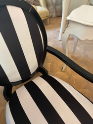 Casa Padrino Antique Style Armchair Black White Striped, H 100 x W 58 x D 57 cm