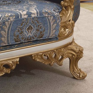 Casa Padrino Luxus Barock Sofa Blau / Weiß / Gold 240 cm - Barock Wohnzimmer Möbel