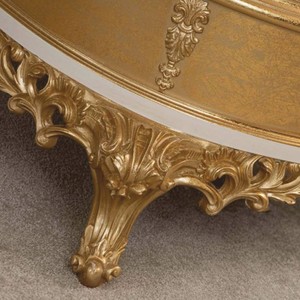 Casa Padrino Luxus Barock Couchtisch Gold / Weiß 120 cm - Barockstil Möbel