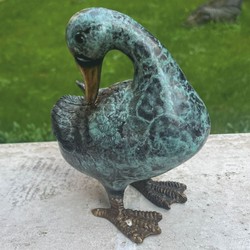Deko Bronze Figur Skulptur Ente Mintgrün Bronze