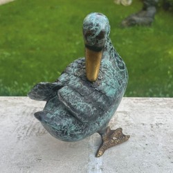 Deko Bronze Figur Skulptur Ente Mintgrün Bronze