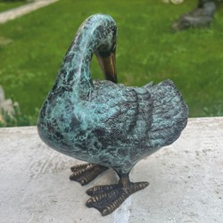 Deko Bronze Figur Skulptur Ente Mintgrün Bronze