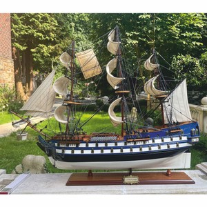 Casa Padrino Maquette de Bateau Décorative Le Protecteur 94 cm - Bateau en Bois Fait Main