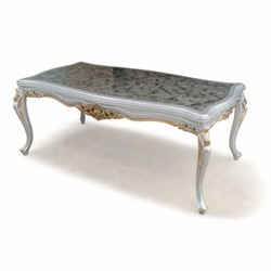 Casa Padrino table à manger baroque de luxe gris / argent / or 208 cm - Meubles baroques