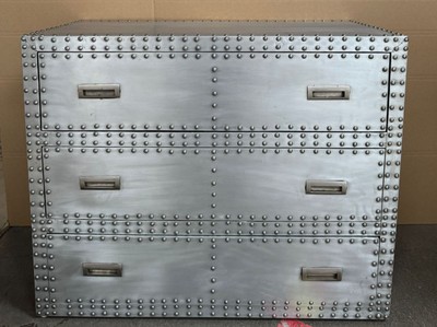 Casa Padrino Aluminium Chest of Drawers in Aircraft Design with 3 Drawers silver 100 x 45 x 80 cm