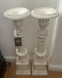 Casa Padrino Juego de Candelabros Barrocos Blancos Al. 69,5 cm - Accesorios Decorativos de Lujo en Hierro Fundido