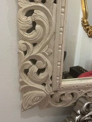 Casa Padrino Baroque Wall Mirror in White - Rectangular Mirror made of Solid Wood - 68 x 80 cm
