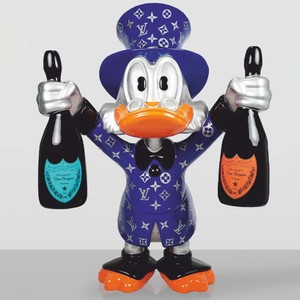 Casa Padrino XXL Decorative Sculpture Duck Blue / Silver / Black H. 170 cm - Large Decorative Figurine