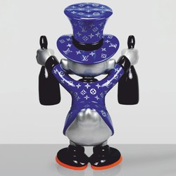 XXL Garten Deko Skulptur Figur Ente Blau Silber Schwarz