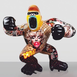 Casa Padrino XXL decorative sculpture gorilla monkey colorful H. 180 cm - XXL Garden Figure