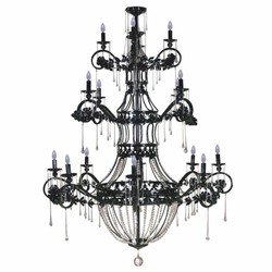 Prunkvoller Luxus Barock Schmiedeeisen Kristall Kronleuchter Schwarz