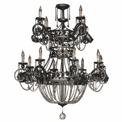Casa Padrino lampadario barocco di lusso in ferro battuto e cristallo grigio Ø 115 x A. 138 cm