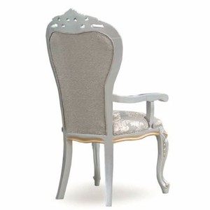 Casa Padrino Luxus Barock Esszimmer Stuhl mit Armlehnen Grau / Silber / Gold - Barock Möbel