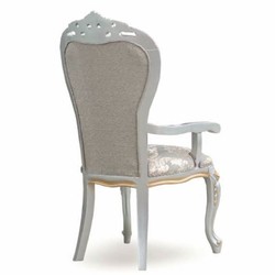 Casa Padrino luxury baroque dining room chair with armrests gray / silver / gold - Baroque furniture