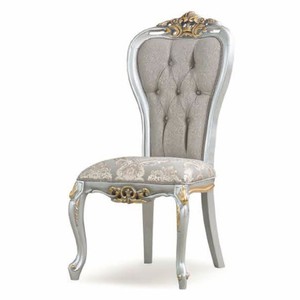 Prunkvoller Luxus Barock Esszimmer Stuhl Grau Silber Gold