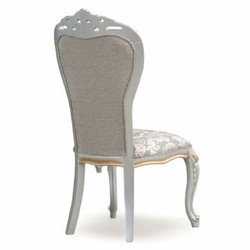 Casa Padrino chaise de salle à manger baroque de luxe gris / argent / or - Meubles baroques