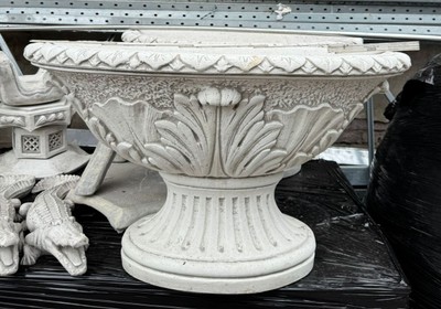 Casa Padrino Vaso da fiori barocco di lusso bianco 100 cm - Accessori decorativi da giardino in ghiaia di marmo di Carrara