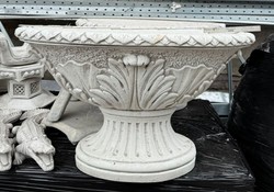 Casa Padrino Vaso da fiori barocco di lusso bianco 100 cm - Accessori decorativi da giardino in ghiaia di marmo di Carrara