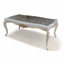 Casa Padrino Luxury Baroque Dining Room Set Gray / Silver / Gold - 1 Dining Table & 8 Chairs