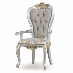 Casa Padrino Luxury Baroque Dining Room Set Gray / Silver / Gold - 1 Dining Table & 8 Chairs