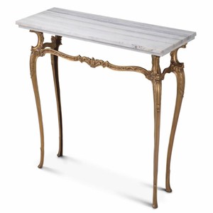 Casa Padrino Luxus Barock Konsole mit Marmorplatte Vintage Messing / Weiß 87,5 cm