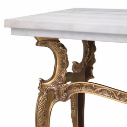 Casa Padrino console baroque de luxe avec plateau en marbre laiton vintage / blanc 87,5 cm