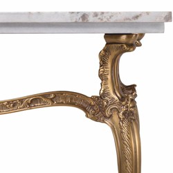 Casa Padrino console baroque de luxe avec plateau en marbre laiton vintage / blanc 87,5 cm