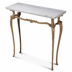 Casa Padrino console baroque de luxe avec plateau en marbre laiton vintage / blanc 87,5 cm