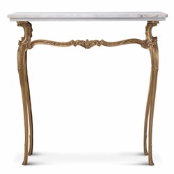 Casa Padrino console baroque de luxe avec plateau en marbre laiton vintage / blanc 87,5 cm