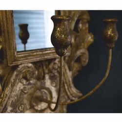 Casa Padrino Specchio Barocco di Lusso con Portacandele Oro Antico A. 85 cm - Fatto in Italia