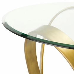 Runder Luxus Aluminium Esstisch mit Glasplatte Vintage Messing