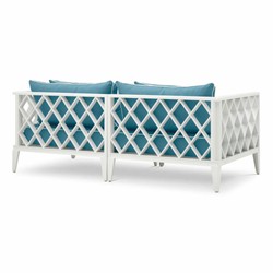 Casa Padrino divano da giardino di lusso bianco / azzurro 186 cm - Mobili da giardino per esterni