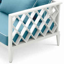 Casa Padrino divano da giardino di lusso bianco / azzurro 186 cm - Mobili da giardino per esterni