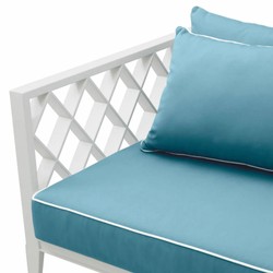 Casa Padrino divano da giardino di lusso bianco / azzurro 186 cm - Mobili da giardino per esterni