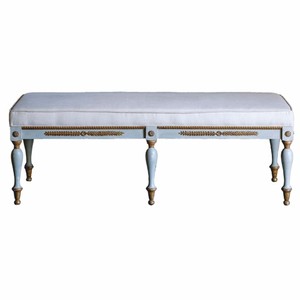 Prunkvolle Luxus Barock Sitzbank Grau Gold