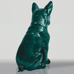 XXL Garten Deko Skulptur Figur Hund Bulldogge Grün