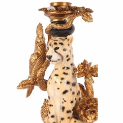 Casa Padrino Baroque Leopard Side Table with Glass Top H. 51.5 cm - Baroque Furniture