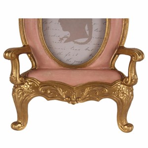 Casa Padrino Barock Bilderrahmen in Sessel Form Rosa / Gold H. 18,5 cm